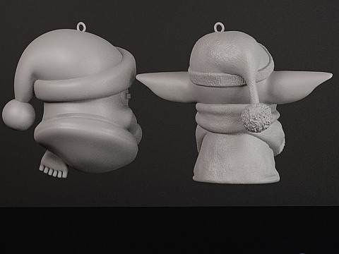 3D-печать елочных украшений из «Звездных войн» — Малыш Йода и штурмовик STL 3D Принт Модель