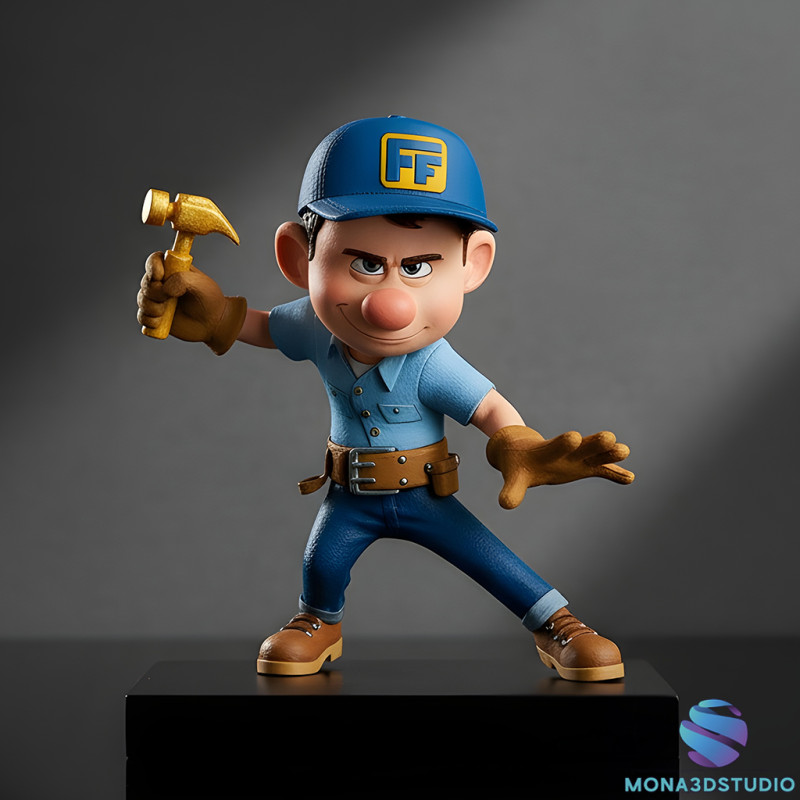 Fix-It Felix Jr Split Figure Character Base 3D Print Model 3D Print Model .c4d .max .obj .3ds .fbx .stl .blend