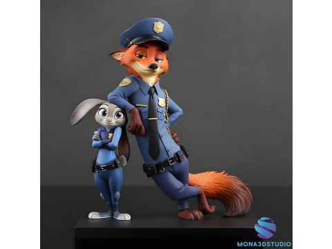 Zootopia 2 Diorama 3D - Judy Nick Cops STL untuk Cetak Model Cetak 3D
