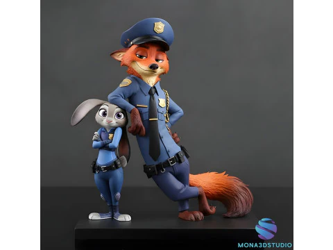 Zootopia 2 Diorama 3D - Judy Nick Cops STL per la stampa Modello di stampa 3D
