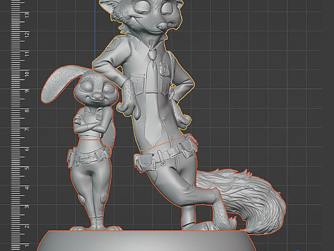 Zootopia 2 Diorama 3D - Judy Nick Cops STL untuk Cetak Model Cetak 3D