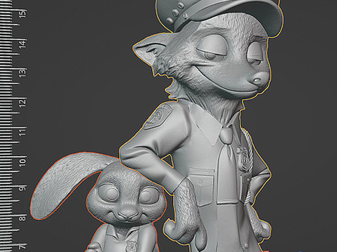 Zootopia 2 Diorama 3D - Judy Nick Cops STL untuk Cetak Model Cetak 3D