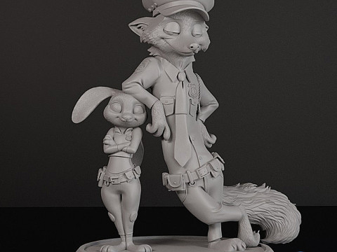 Zootopia 2 Diorama 3D - Judy Nick Cops STL untuk Cetak Model Cetak 3D