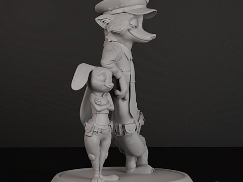 Zootopia 2 Diorama 3D - Judy Nick Cops STL untuk Cetak Model Cetak 3D