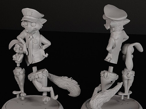 Zootopia 2 Diorama 3D - Judy Nick Cops STL untuk Cetak Model Cetak 3D