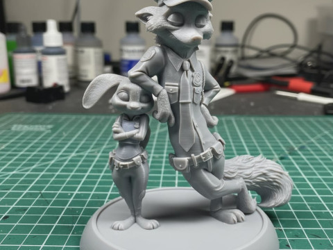 Zootopia 2 Diorama 3D - Judy Nick Cops STL untuk Cetak Model Cetak 3D