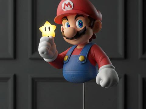 Бюст Супер Марио и модель Super Star для 3D-печати в формате STL 3D Принт Модель