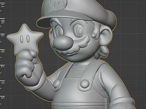 Super Mario Bust with Super Star 3D Printable STL Model 3D Print Model
