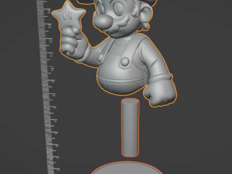 Super Mario Bust with Super Star 3D Printable STL Model 3D Print Model