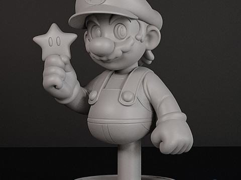 Busto de Super Mario con modelo STL imprimible en 3D de Super Star Modelo de impresión 3D