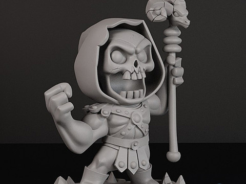 Skeletor Masters of the Universe Chibi Toon STL 3D Printable Model Figure 3D Print Model