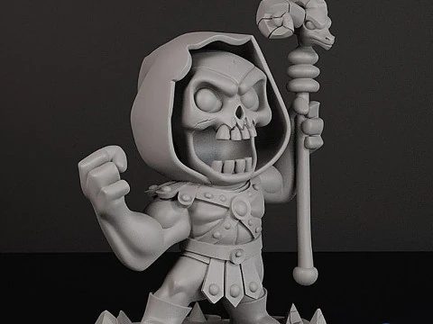 Skeletor Masters of the Universe Chibi Toon STL 3D Printable Model Figure 3D Print Model