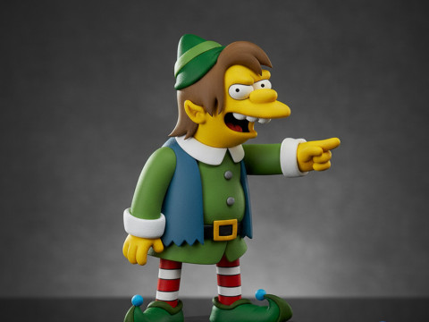 Нельсон Манц Рождественский эльф Симпсоны STL 3D-модель для печати 3D Принт Модель