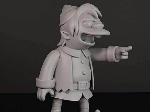Нельсон Манц Рождественский эльф Симпсоны STL 3D-модель для печати 3D Принт Модель