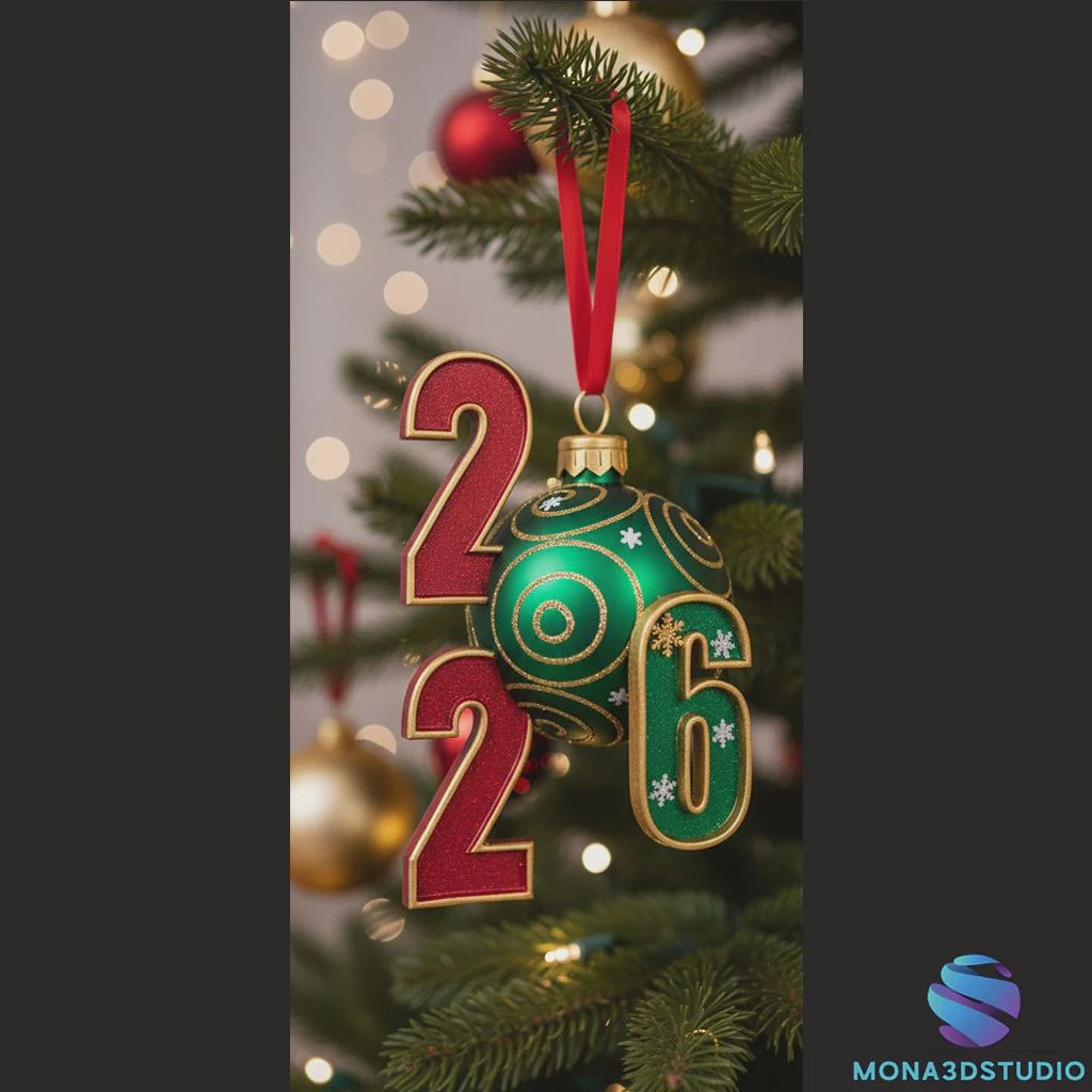 Happy New Year 2026 Wishes Printable Christmas Decoration STL for My Customers 3D Print Model .c4d .max .obj .3ds .fbx .stl .blend