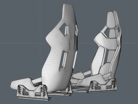 Carbon fibre car racing seat 3D Model