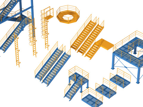 Przemysłowe schody i platformy Model 3D