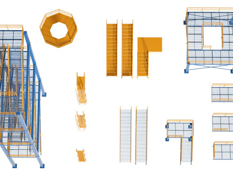 Industrial stair and platforms 3D Model