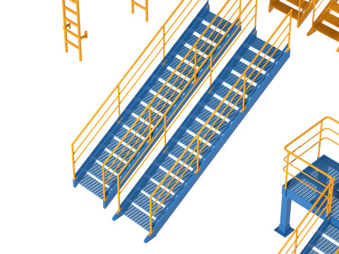 工業用階段とプラットフォーム 3Dモデル