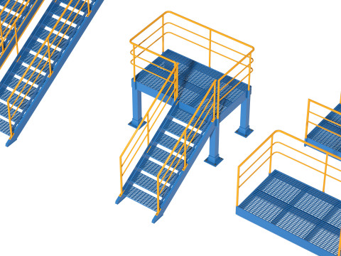 工業用階段とプラットフォーム 3Dモデル