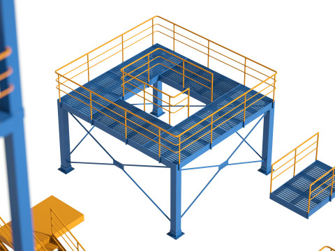 工業用階段とプラットフォーム 3Dモデル