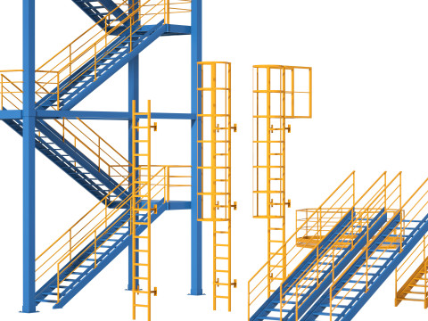 工業用階段とプラットフォーム 3Dモデル