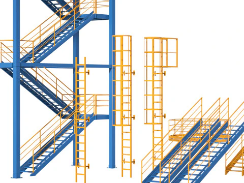 Industrial stair and platforms 3D Model