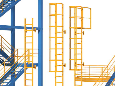 工業用階段とプラットフォーム 3Dモデル