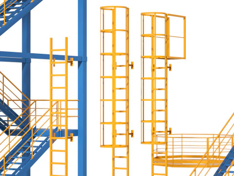 Industrial stair and platforms 3D Model