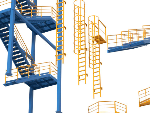 工業用階段とプラットフォーム 3Dモデル