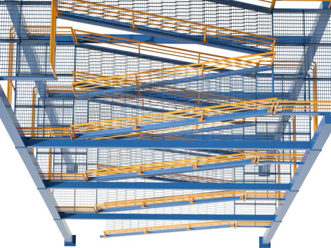 Industrial stair and platforms 3D Model