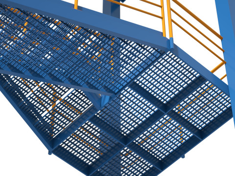 工業用階段とプラットフォーム 3Dモデル