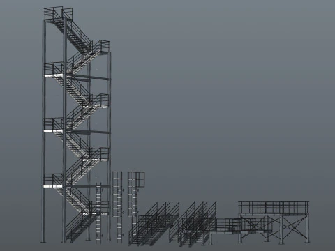 Industrial stair and platforms 3D Model