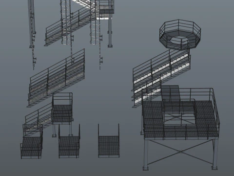 Industrial stair and platforms 3D Model