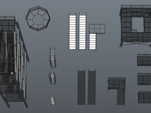 工業用階段とプラットフォーム 3Dモデル