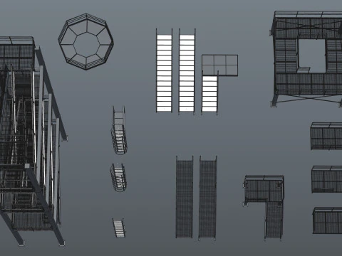Industrial stair and platforms 3D Model