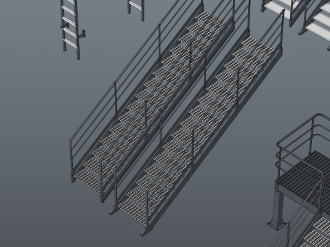 工業用階段とプラットフォーム 3Dモデル
