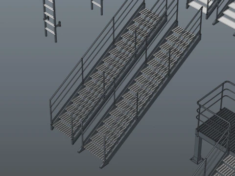Industrial stair and platforms 3D Model