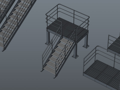 工業用階段とプラットフォーム 3Dモデル