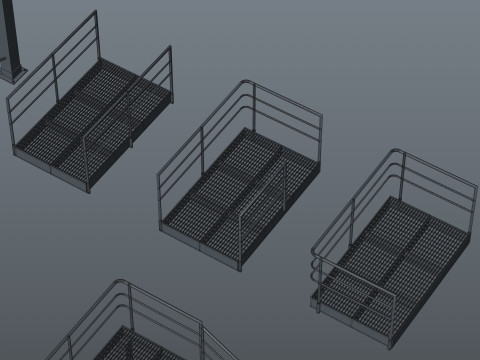工業用階段とプラットフォーム 3Dモデル