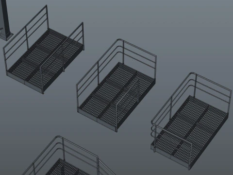 Industrial stair and platforms 3D Model