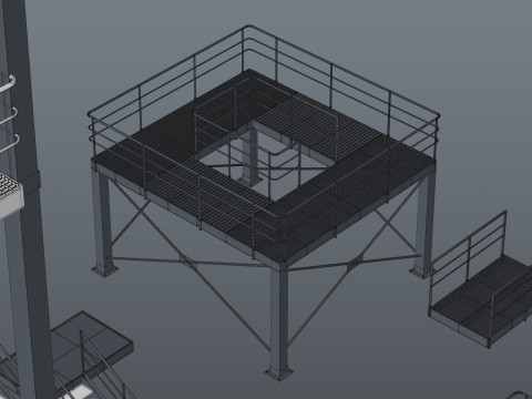 工業用階段とプラットフォーム 3Dモデル