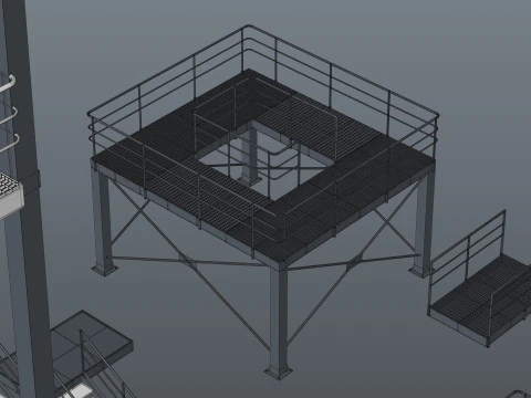 Industrial stair and platforms 3D Model