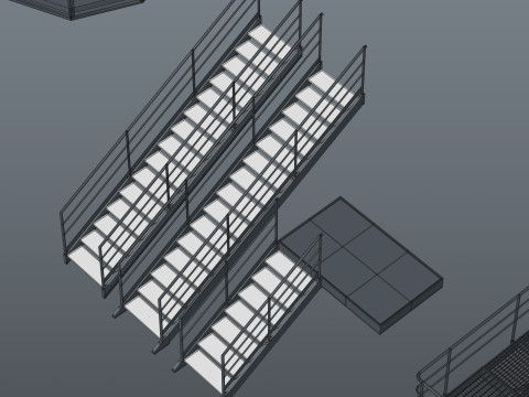 工業用階段とプラットフォーム 3Dモデル