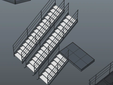 Industrial stair and platforms 3D Model