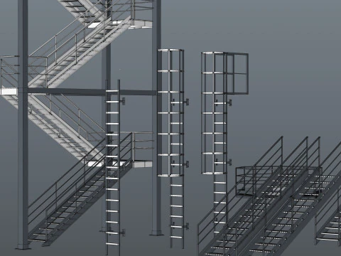 Industrial stair and platforms 3D Model