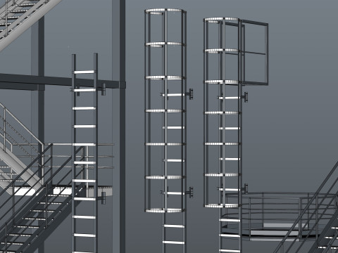 工業用階段とプラットフォーム 3Dモデル