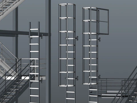 Industrial stair and platforms 3D Model