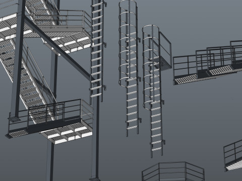 工業用階段とプラットフォーム 3Dモデル
