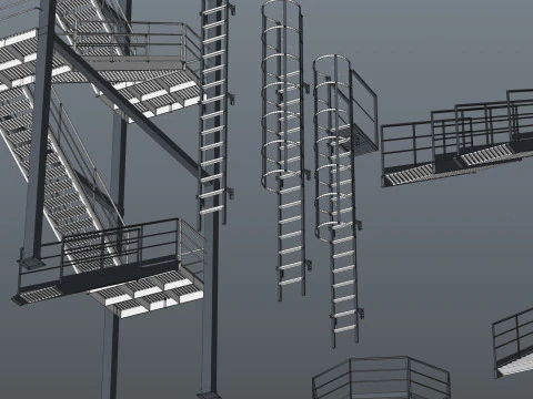 Industrial stair and platforms 3D Model